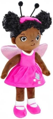 Black Baby Doll,Blacks Dolls African American Stuffed Toy,12” Rag Dolls for Girls Soft Gifts,Brown Doll Fairy Baby Toy Plush Toys for Christmas Birthday Party(Small-Black Butterfly)