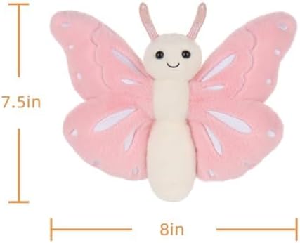 Apricot Lamb Pink Butterfly Plush Stuffed Animals for Kids, Soft Cute Plush Toys for Baby Girl and Boy, Fluffy Pink Butterfly Pink
