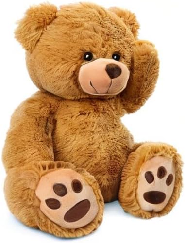 LotFancy Teddy Bear Stuffed Animals, 20 inch Soft Cuddly Cute Plushies, Plush Toys with Footprint Design, Stuffed Animals for Girls Kids Baby Toddlers, Baby Shower Easter Birthday Gift Decor, Brown