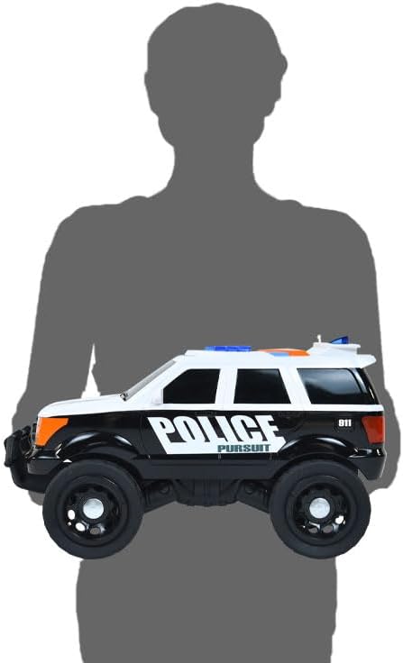 Sunny Days Entertainment Maxx Action 12’’ Large Police Car Toy – Siren Sounds and Bright Lights | Motorized Drive and Soft Grip Tires | Rescue SUV Patrol Vehicle for Kids 3-8