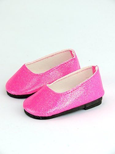 American Fashion World Pink and Purple Glitter Flats for 18-Inch Dolls | 2 Pack | Premium Quality & Trendy Design | Dolls Shoes | Shoe Fashion for Dolls for Popular Brands
