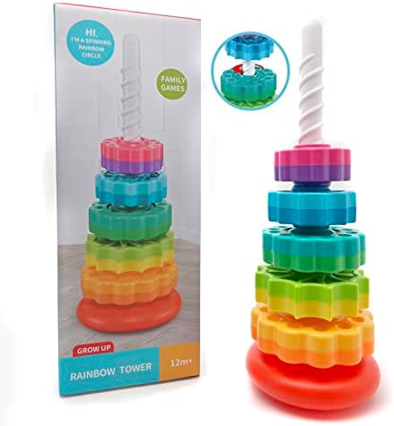 LUCKFUTURE Spinning Stacking Toys, Educational Toddler Toy Stacking Rings Baby Toys, Montessori Toy for Girls and Boys, Spin Gears Christmas Birthday Gift for 1-3 Year Old (Pack of 2)