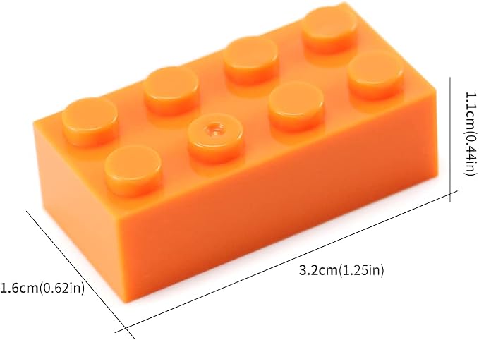 100pcs 2x4 Bricks Orange Pieces Parts Building Kits Creative Play Set Basic Blocks Toy Accessories Compatible with 3001 Major Brands