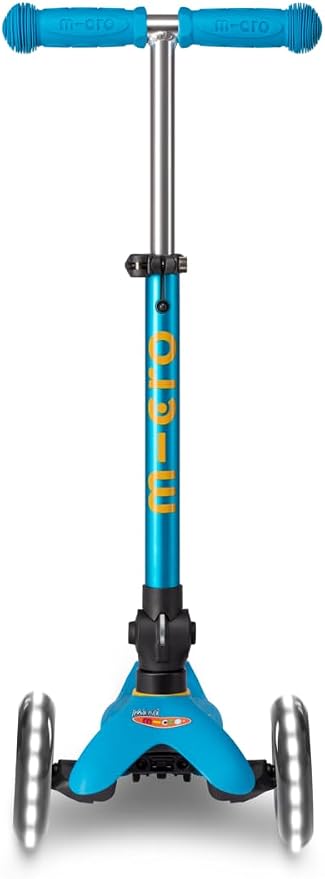 Micro Kickboard | Mini Foldable LED Kids Scooter for Ages 2-5 | Children up to 110 lbs | 3 Wheel Lean-to-Steer Design | Adjustable T Bar | Smooth Ride, Motion-Activated PU LED Wheels | Swiss Design