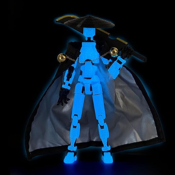 T13 Assembly Completed Action Figures,T-13 Action Figure, Robo 13 3D Printed Action Figure - The Ultimate Hero for Action-Packed Playtime,5.2 Inch, Blue(Glows in The Dark)