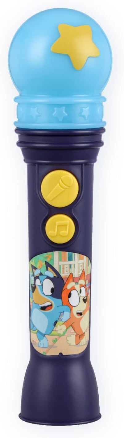 Bluey Toy Microphone for Kids, Includes Built-in Music and Lights, Ideal Toddler Toys (Bluey)