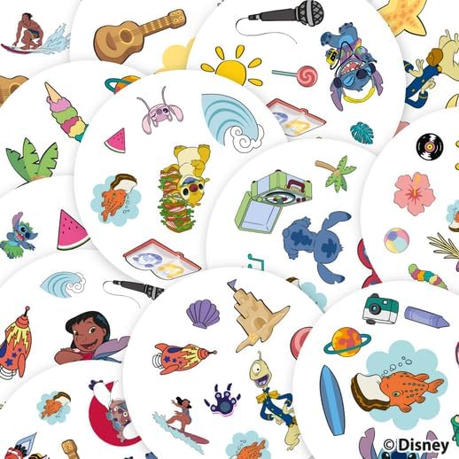 Asmodee Spot It! Disney Stitch - Quick Observation Card Game Featuring Beloved Characters, Fun Matching Game for Kids and Adults, Ages 6+, 2-8 Players, 15 Minute Playtime