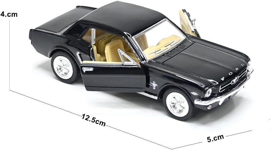 KiNSMART 1964 1/2 Ford Mustang 1:36 Scale 5" Die Cast Metal Model Classic Toy Car (Black)