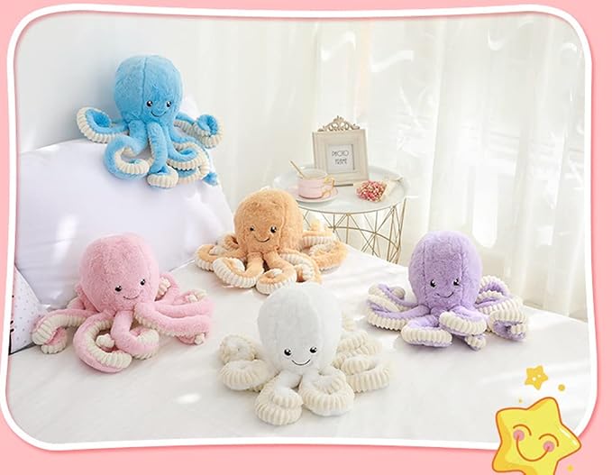 JOSON Cute Octopus Plush Toys, Soft Octopus Stuffed Animals, Girls and Boys Adult Birthday (16 Inch, Blue)