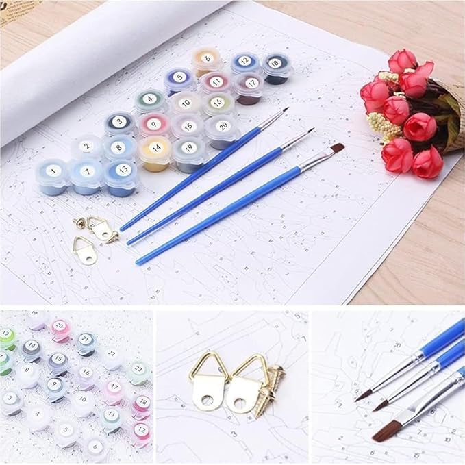 WUDWL Paint by Numbers for Adults and Kids, Painting by Number Kits On Canvas, Number Artist Paint by Number Kit Funny Flower Without Frame DIY Oil Painting Acrylic Paints, Home Wall Decor, 12x16in