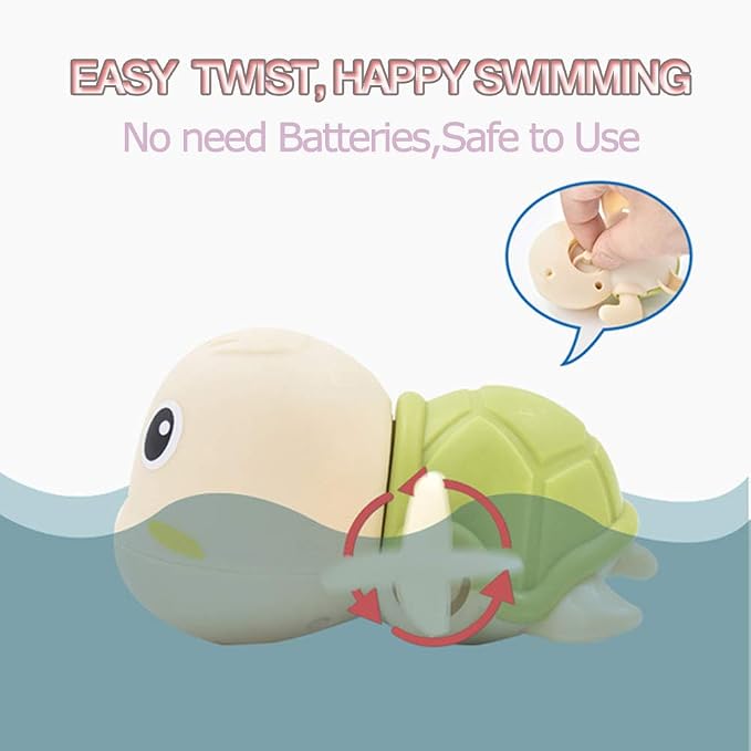 Baby Bath Toys-Wind up Turtle Bathtub Toys,Toy for Babies 6-12 Months Floating Swimming Turtles for Boys Girls,Baby Shower Bathtime Fun Pool Toys for Toddlers,Gift for 1 2 3 4 Year Old Boys Girls