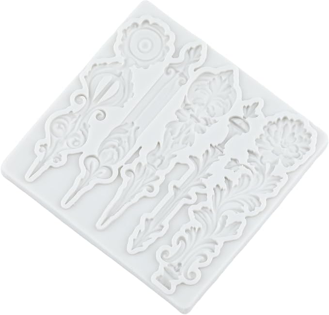 Baroque Relief Flower Silicone Mold Baroque Leaves Scroll Lace Polymer Clay Molds for DIY Craft Epoxy Resin Casting Polymer Clay Tools Crafts Air Dry Jewelry Making