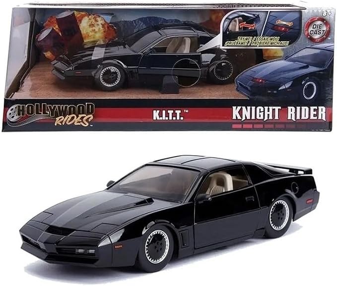 Jada Knight Rider K.I.T.T. 1982 Pontiac Firebird DIE-CAST Car with Light Up Feature, 1: 24 Scale Vehicle, Black