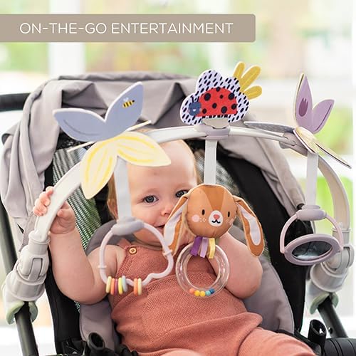 Taf Toys Baby Stroller Arch Toy, Car Seat Toys, Adjustable Arch Stroller Toy with 6 Hanging Sensory Activity Toys, Fits on Baby Bouncer, Bassinet, Crib, Infant Toy Bar Boy Girl 0-18 Months