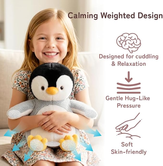 Niuniu Daddy 14" | 3.5 Pound Penguin Weighted Stuffed Animal for Kids & Adults, Large Plush Toy with Soft Fur, Weighted Plushies Pillow for Sensory Calm, Huggable Gift for Everyday Comfort