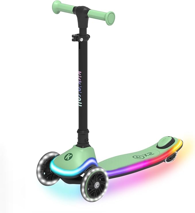 Kicknroll Toddler Scooter 3 Wheel Kids Kick Scooters with Dynamic Light-Up Non-Slip Deck & LED Wheels, 4 Adjustable Height, Foldable, Lean-to-Steer Design for Girls Boys Ages 3-8 Max 110 Lbs