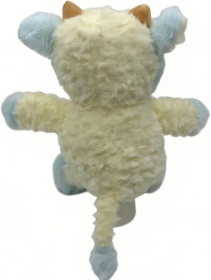YUKOUQIAN Cow Stuffed Animal Cow Plush Doll Toy 11.8 inch for Girls Boys (Stand Cow Light Blue)