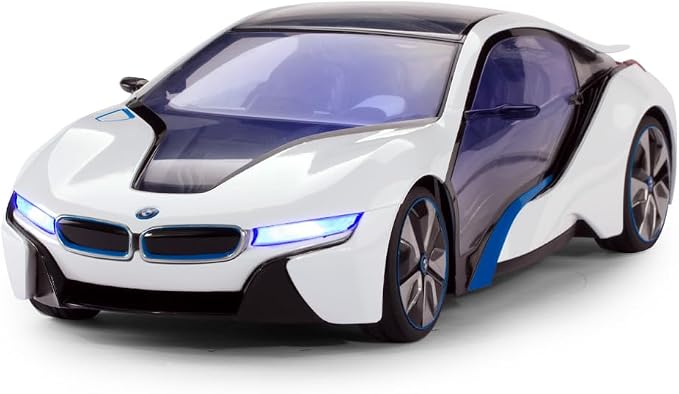 RASTAR BMW Toy Car, RC Cars 1/14 BMW i8 Remote Control Car for Kids, Interior Lights, White 2.4G