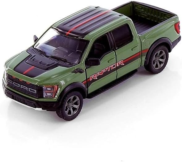 KiNSMART - 2022 Ford F-150 Raptor 5" 1:46 Scale Die Cast Model Toy Truck (Green + Decals)