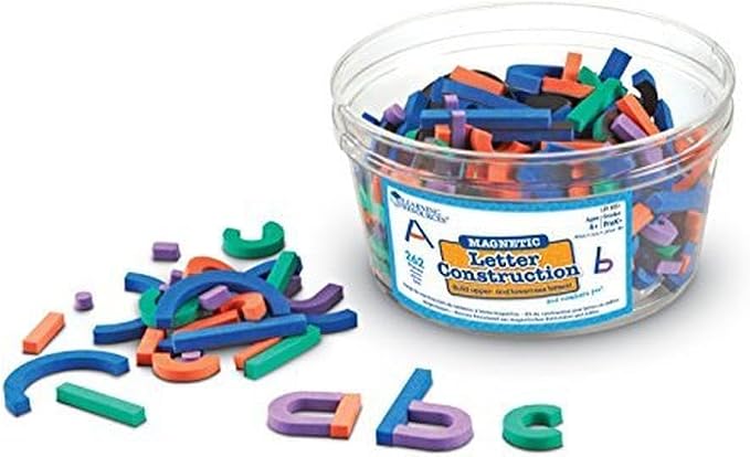 Learning Resources Magnetic Letter and Number Construction Set, Soft Foam Magnetic Shapes, Uppercase and Lowercase Letters, Teaching Aids, 262 Pieces, Grades PreK+, Ages 4+