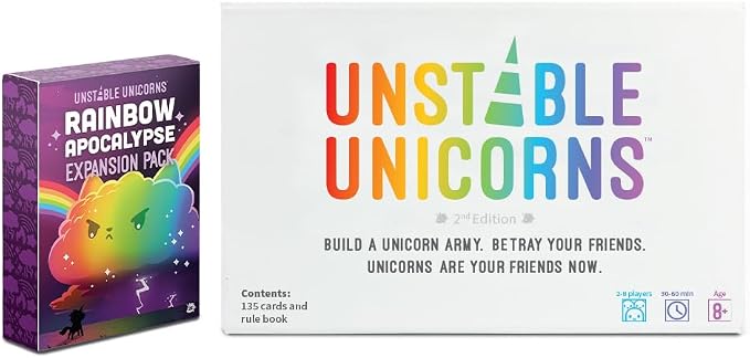 Unstable Games - Unstable Unicorns Rainbow Apocalypse Expansion Pack - designed to be added to your Unstable Unicorns Card Game