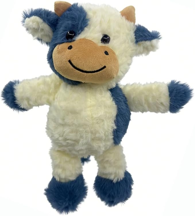 YUKOUQIAN Cow Stuffed Animal Cow Plush Doll Toy 11.8 inch for Girls Boys (Stand Cow Shen blue1)