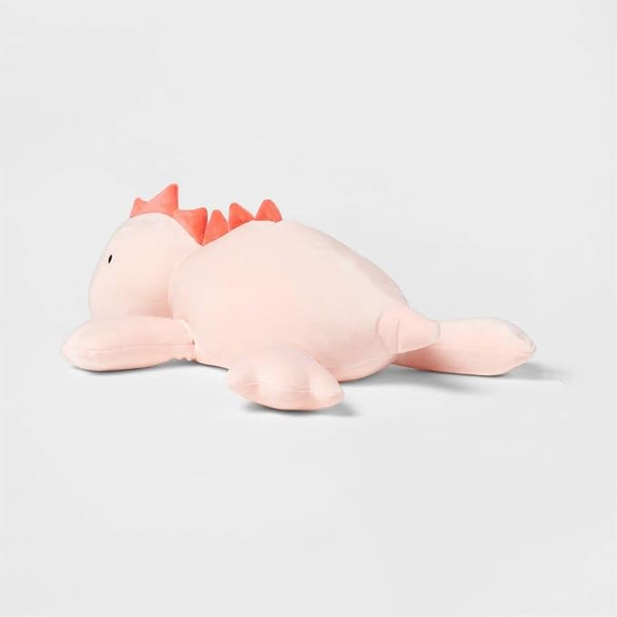 OSOCUĀ® Microwavable Heating Pad Pink Stegosaurus Plush - 1.4 Lb Weighted Stuffed Animal Toy with Tourmaline Beads & Lavender - 16" Squished Long Dinosaur Pillow - Lumbar Back Cushion Lasting Warmth