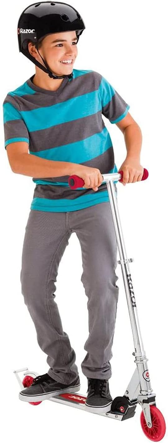 Razor A3 Kick Scooter for Kids Ages 5+ - Larger Wheels, Front Suspension, Wheelie Bar, Lightweight, Foldable, Aluminum Frame, and Adjustable Handlebars