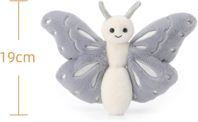 Apricot Lamb Gray Butterfly Stuffed Animals for Kids, Soft Cute Plush Toys for Baby Girl and Boy, 7.5 Inches