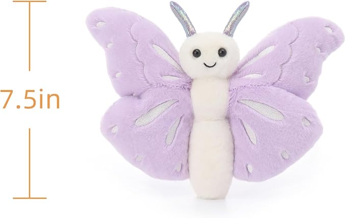 Apricot Lamb Purple Butterfly Stuffed Animals for Kids, Soft Cute Plush Toys for Baby Girl and Boy, 7.5 Inches