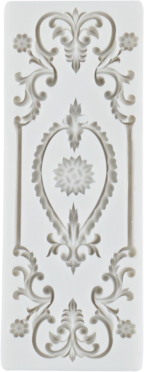 Baroque Polymer Clay Mold Curlicues Scroll Relief Lace Silicone Molds Vintage Relief Flower Filigree Mold for DIY Crafts Epoxy Resin Casting Air Dry Polymer Clay Plaster Jewelry Making