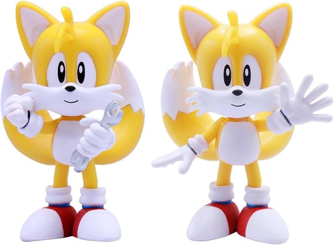 Sonic The Hedgehog Tails 4” Buildable Action Figure (Tails Series 2) – Official Just Toys Collectible with Interchangeable Parts & Accessories Like The Chaos Emerald and Rings