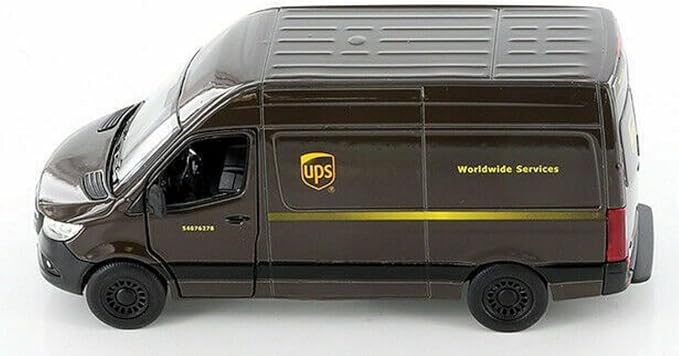 KiNSMART - Mercedes-Benz Sprinter UPS Edition Cargo Van, 1:48 O Scale Die Cast Metal Model Toy Van, Pull-Back Action