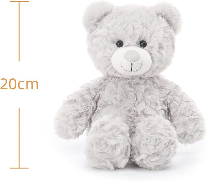 Apricot Lamb Light Gray Flower Bear Stuffed Animals for Kids, Soft Cute Plush Toys for Baby Girl and Boy, 8 Inches