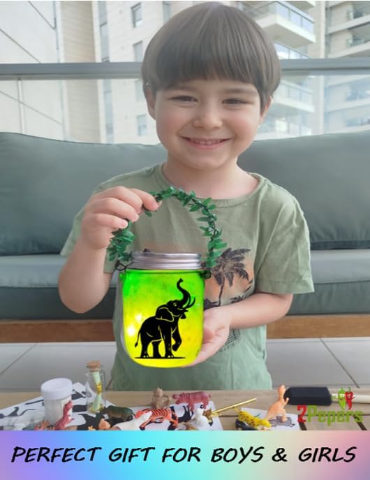 2Pepers DIY Animals Lantern Night Light Arts and Crafts for Kids Ages 3-12, Best Animal Gift for Boys & Girls, Make Your Own Birthday Present Toy Project