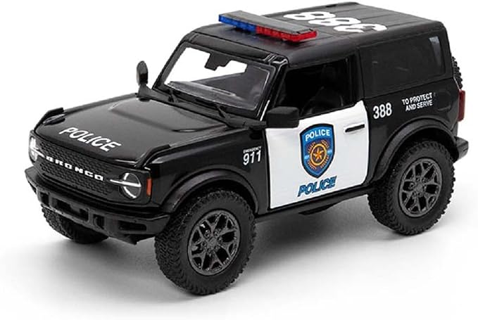KiNSMART 2022 Ford Bronco SUV Police Edition 5 Inch 1:34 Scale Die Cast Metal Model Toy Car