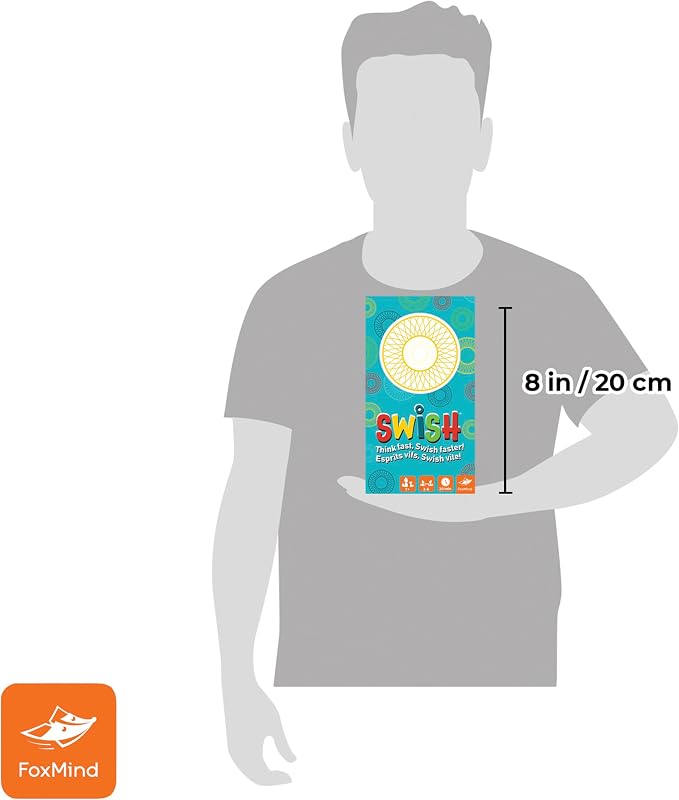 FoxMind Games: Swish Card Game, Spatial Reasoning Board Game for Ages 7 and up, Rotate, Stack & Match Transparent Cards to Win. Waterproof Cards & Travel Bag - Perfect Family Travel Game