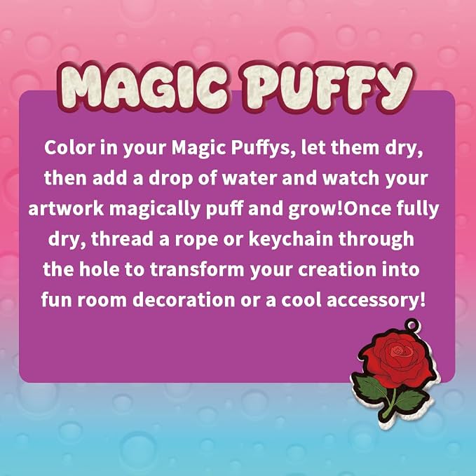 MZYTOZA Magic Foam Texture Painting Kit - 3D Art Craft Aqua Magic Puffs Paint Kit, 15 Mess-Free Paint by Number Craft for Kids (Flowers)