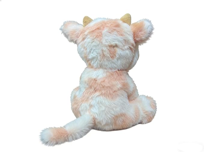 YUKOUQIAN Cute Cow Plush Stuffed Animal Doll Toy 8 inch for Girls Boys (sit Cow CAI Orange)