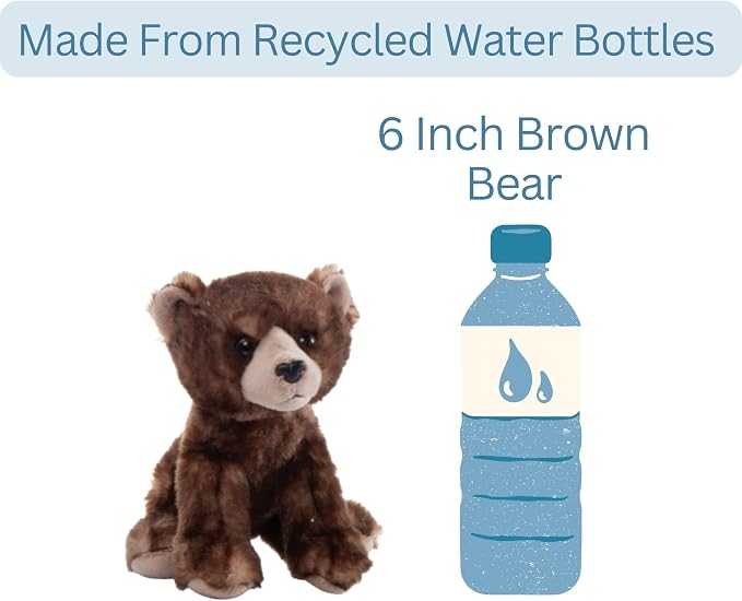 The Petting Zoo Brown Bear Stuffed Animal Plushie, Gifts for Kids, Wild Onez Babiez Zoo Animals, Brown Bear Plush Toy 6 inches