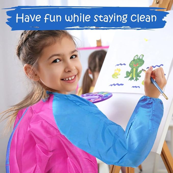 The Mega Deals Kids Painting Set - Washable Non-Toxic Finger Paints (10 Colors of 2 oz) with 10 Paint Cups, 10 Brushes, Kids Smock Mess-Free Toddler Art Supplies Painting Kit for Kids Gift Bundle