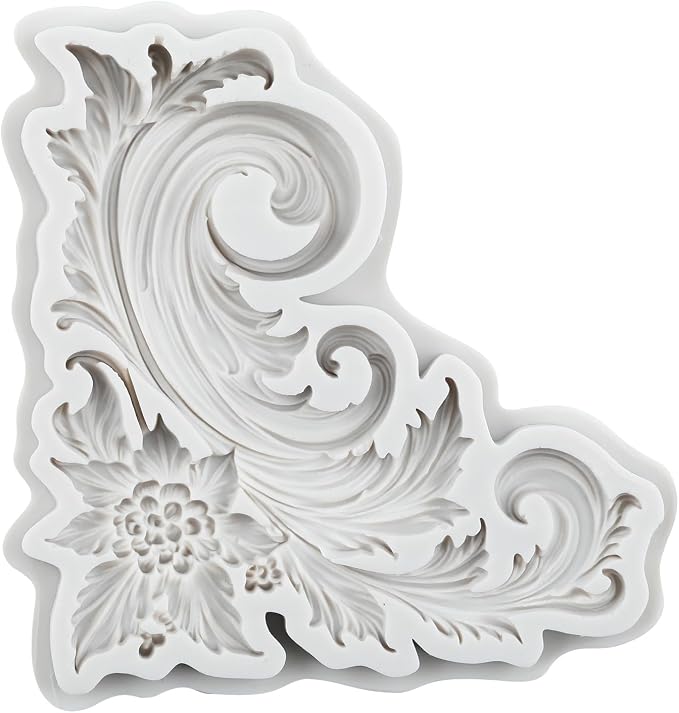 Baroque Scroll Relief Polymer Clay Molds Curlicues Scroll Lace Filigree Silicone Mold for Epoxy Resin Casting DIY Crafts Air Dry Polymer Crafts Supplies Clay Tools