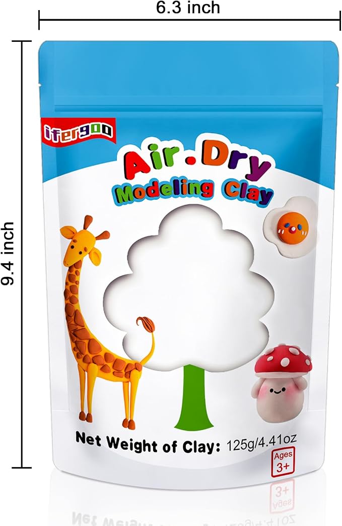 ifergoo Foam Modeling Clay, White Air Dry Clay, Super Light Magic Clay for School Art & Craft Project, Soft, No-Sticky & Non-Toxic, Best Gift for Age 3-12 Kids