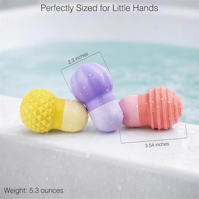 Sensory Squeezing Water Bath Toys for Toddlers,3PCS Bath Tub Pool Floating Toys for Babies Kids 1-3,Textured Fidget Toys Stocking Stuffers Gifts for Boys Girls 18+ Months