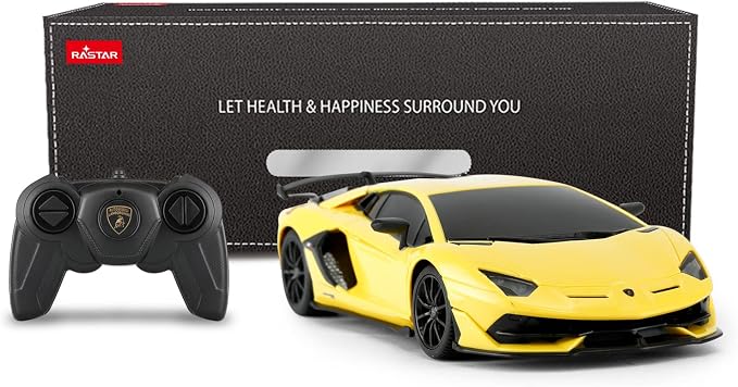 RASTAR Lamborghini Remote Control Car, 1/24 RC Lamborghini Aventador SVJ RC Model Toy Car, Yellow