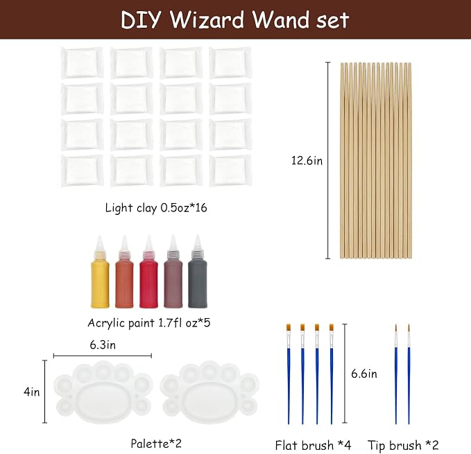 Maikoi Magic Wizard Wand Making Kit DIY Craft Set for Kids Adult Birthday Party Gift Make Your Own 16 Wands (45-Piece)