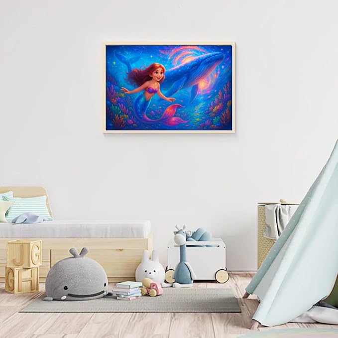 100-Piece Mermaid and Whale Jigsaw Puzzle for Kids Ages 4-6 6-8 8-10, Fantasy Underwater Puzzle with Magical Ocean Scene β Educational Toys and Birthday Gift for Girls and Boys