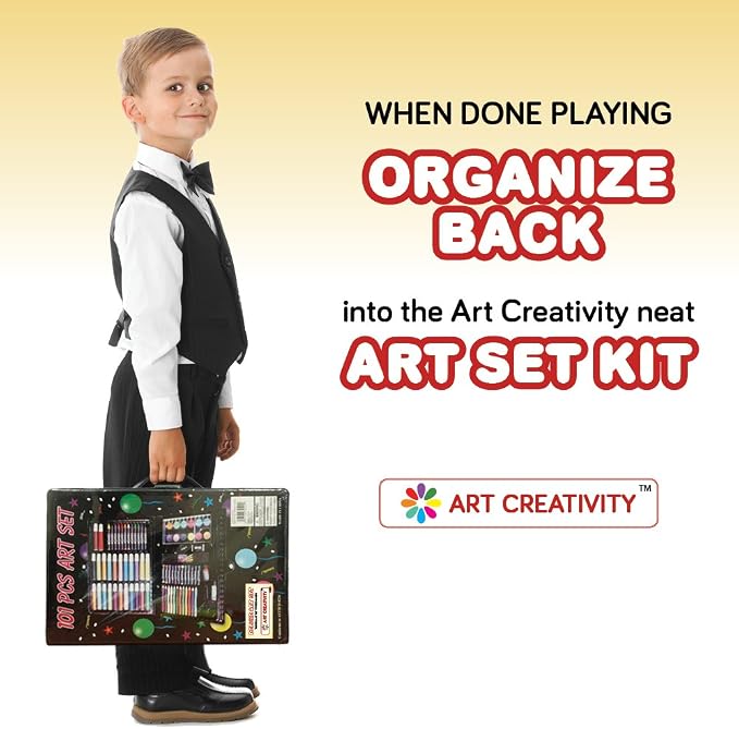 ArtCreativity Art Supplies Kit for Kids (101-PCS) – Crayons, Markers, Pencils, Watercolors & Coloring Book – Beginner Art Set & Creative Gift for Boys & Girls