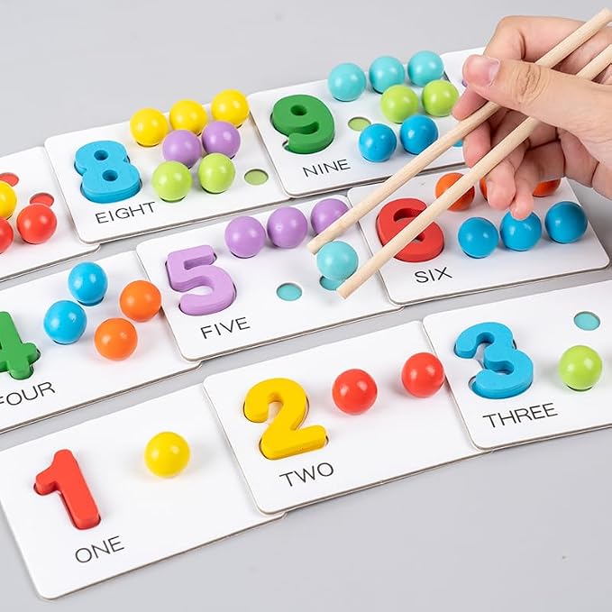 Fine Motor Toys,Wooden Peg Board Bead Game for Toddlers - Rainbow Stacking, Color Sorting & Counting Toys | Fine Motor Skills Development | Math Learning Games for 3 4 5 Years Old