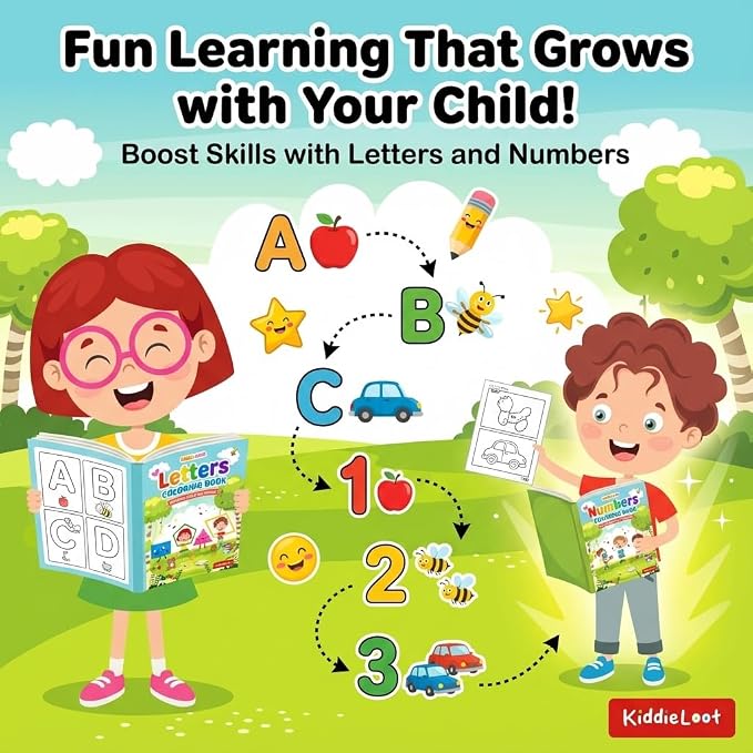 KiddieLoot Coloring Books for Kids Ages 4-8 - (Pack of 6) 8.5x11 Size Book w/Dinosaurs, Monsters, Vehicles, Alphabet, Numbers & Shapes - Kids Coloring Books Variety Set for Boys & Girls Color Gift